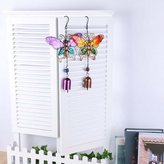 Metal Butterfly Wind Chime Glass Painted Ornaments Wind Chimes Pendants