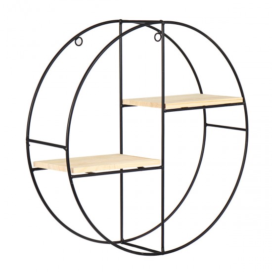 Nordic Geometric Wood Iron Wall Shelf Plant Display Rack Storage Cafe Home Decorations