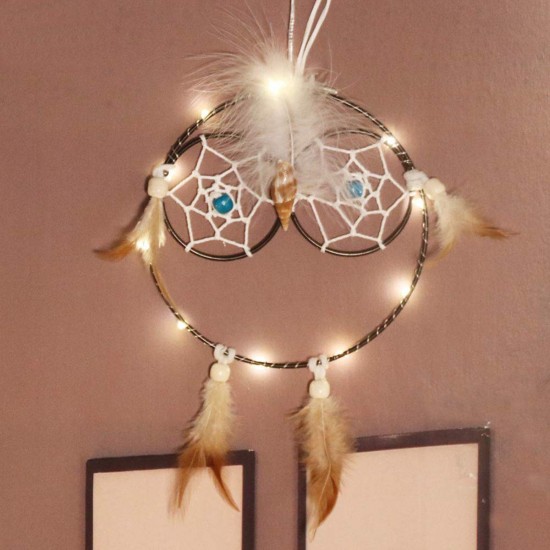 Owl Shape Luminous Dream Catcher Dreamcatchers Hanging Wall Living Room Ornament Decorations