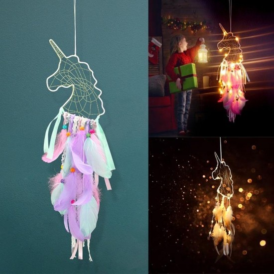 Unicornio Pendant Feather Dream Catcher Indian Crafts Wall Hanging Large Wind Chimes Dream Catcher Decorations