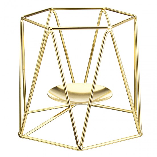 Metal Candle Holders Geometric Hexagon Candle Holder Wedding Home Decor Tabletop Lantern