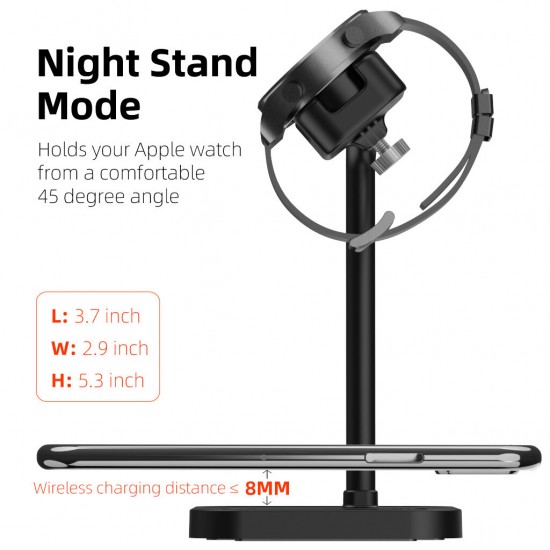 2-in-1 10W Fast Charging Wireless Charger Dock Stand for iPhone 12 11 XR Galaxy Note 8 9 Airpods 2 3 4 Wireless bluetooth Earbuds Smart Watch
