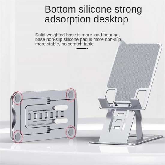 Foldable Desktop Phone/Tablet Holder Aluminum Alloy Online Learning Live Streaming Adjustable Desktop Stand For iPad Pro 2021 2020 Universal Phone