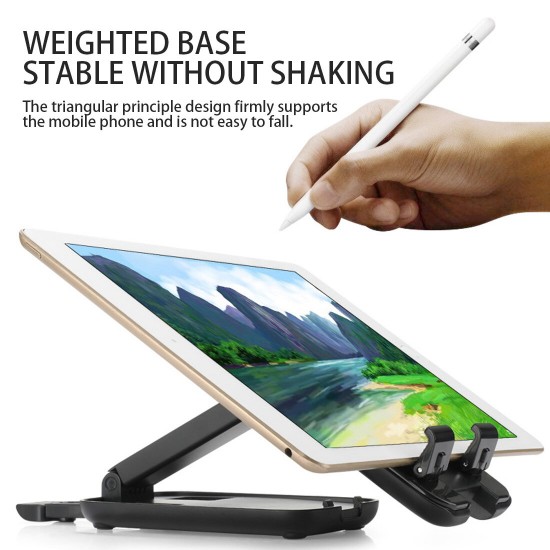 Folding Stretchable Phone/ Tablet Holder Stand Desktop Bracket for iPad Pro POCO F3 Devices below 4-13 inch