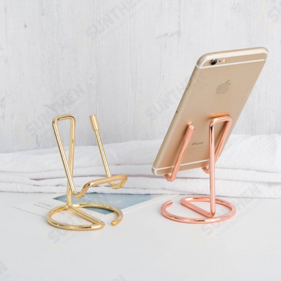 Portable Multi-Functional Plating One-Line Forming Metal Tablet Mobile Phone Desktop Holder Stand