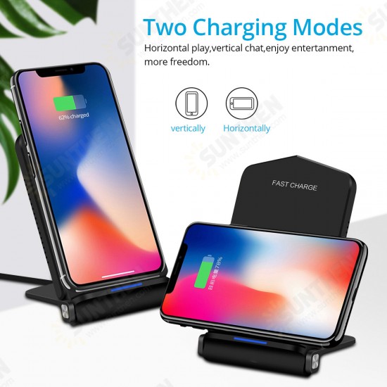 Q200 Foldable 15W Qi Wireless Charger Double Coil with Indicator Light Fast Charging Dock Stand for iPhone 12 XR 11