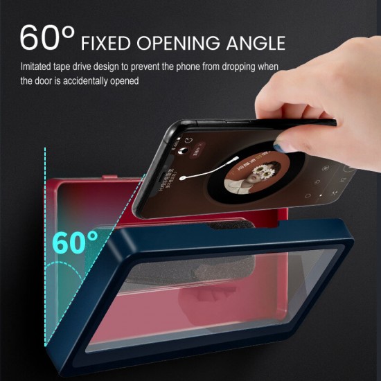 Rotational Base HD Touch Screen Waterproof Phone Case with Hook Bathroom Wall Mounted Holder Storager Sealed Organizer