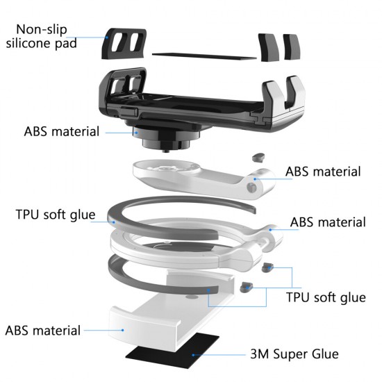 Universal 2-in-1 360° Rotation Tablet Phone Stand Holder Kitchen Wall Desktop Mount Compatible with 4.7inch to 12.9inch