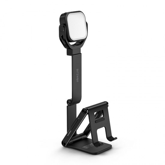 TS6 2in1 Foldable Multi-Angle Desktop Phone Holder Fill Light Stand Multiple Color Temperature Brightness Adjustable 1000mAh High Capacity Table Lamp