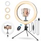 EGL-02S 10 inch 3 Color Modes Dimmable LED Ring Full Light Tripod Stand Live Selfie Holder with Remote Control for YouTube Tiktok VK Vlog Makeup