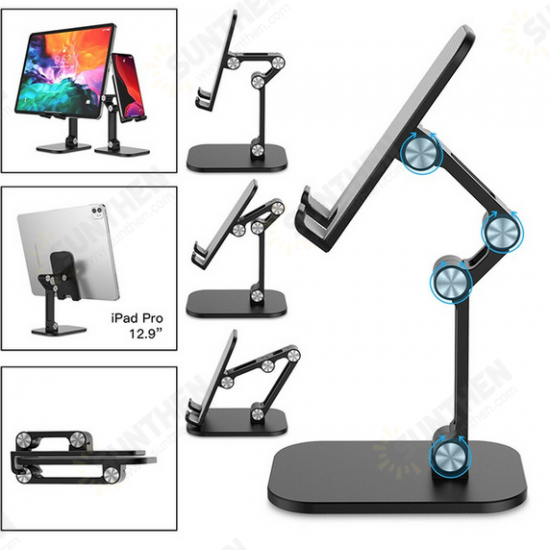 Foldable 120° Angle Adjustable Non-Slip Aluminum Alloy Desktop Mobile Phone Tablet Holder Stand for 4-12.9 inch Devices