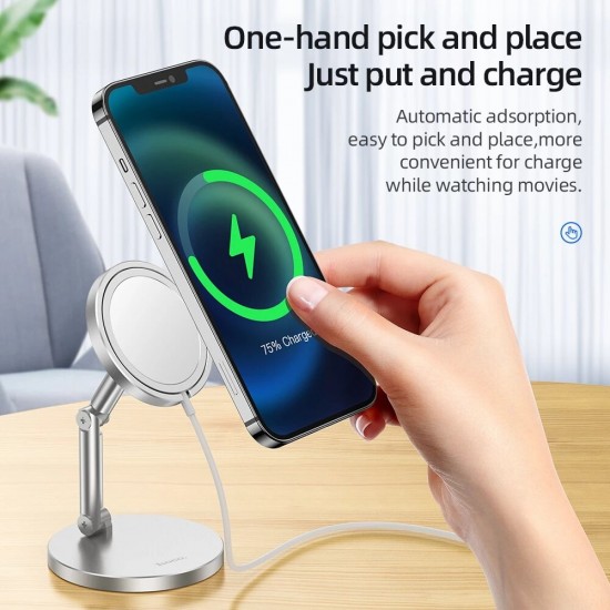 PH39 for MagSafe Charger Base Stand Mount Dock Holder Angle Adjustable Aluminium Alloy Magnetic Wireless Charging Desktop Stand Bracket for iPhone 12