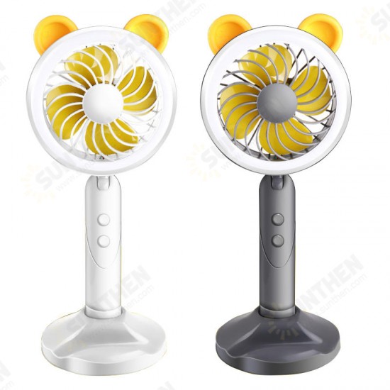 Mini Portable Cooling Fan Handheld Cooler LED Light Desktop Phone Holder