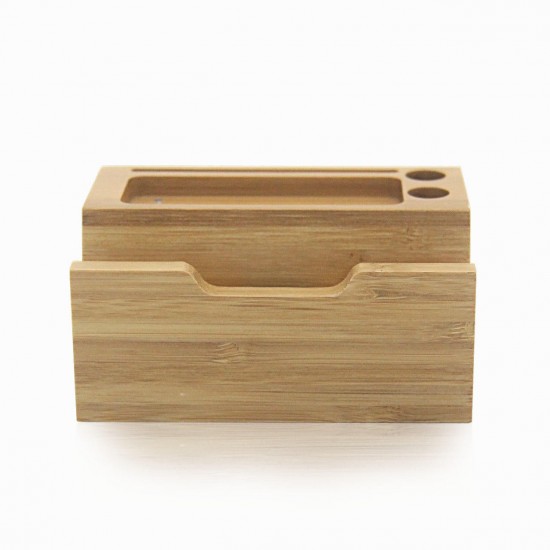 Natural Bamboo USB Charging Dock Stand Holder Bracket for Mobile Phone Smart Watch