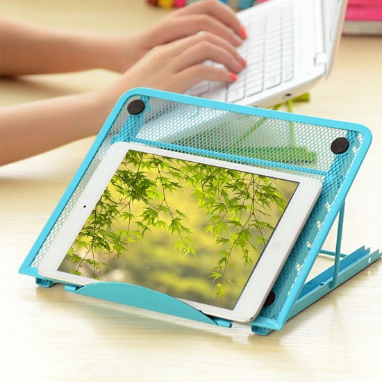 Portable Adjustable Angle Heat Dissipation Mesh Telecommuting Online Learning Desktop Tablet Laptop Stand Holder for iPad Macbook below 17 inch