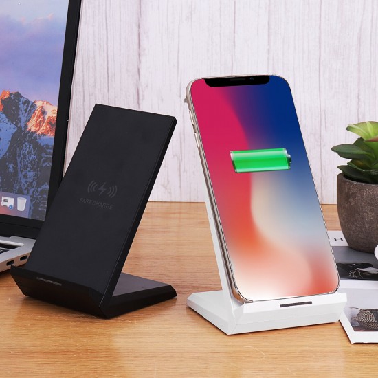 Universal 30W Qi Wireless Charger Horizontal Vertical Type-C Double Coil Charging Pad Stand Dock Mobile Phone Holder Stand