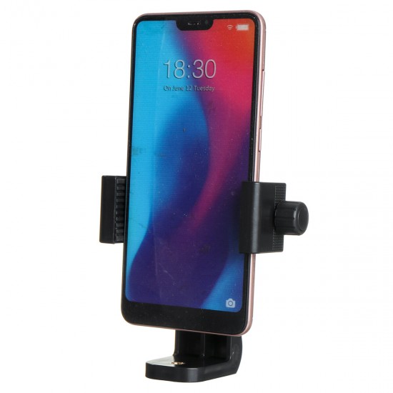 Universal 360 Degree Rotating Cell Phone Holder Clip with 1/4inch Screw Holes Fit Tripod Monopod Selfie Youtube Live Stream Stick for Phone 4-6.8inch