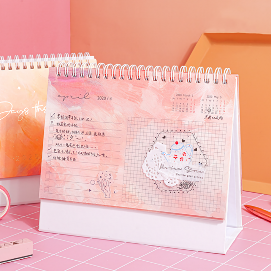 2020 Calendar Desk Organizer Cute Desk Diary Creative Desktop Memo Coil Calendar