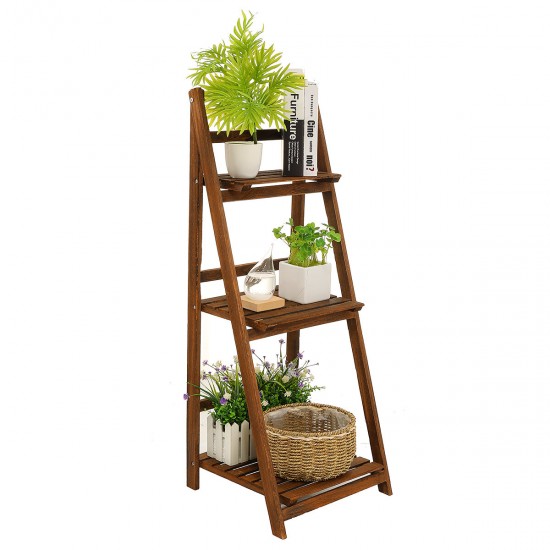 3 Tiers Ladder Storage Shelf Foldable Plant Flower Pot Display Stand Bookshelf Storage Rack Home Office Furniture