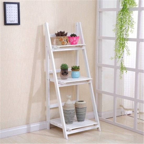 3 Tiers Ladder Storage Shelf Foldable Plant Flower Pot Display Stand Bookshelf Storage Rack Home Office Furniture