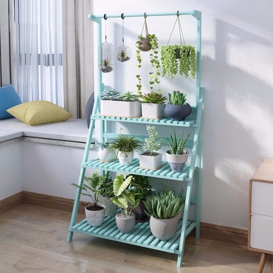 3 Tiers Wood Plant Rack Multi-layer Flower Pot Stand Wooden Storage Shelf Display Rack Home Office Garden Furniture