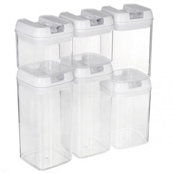 6pcs Airtight Refrigerator Food Container Storage with Lock Lids Plastic Transparent Multigrain Containers Storage Supplies