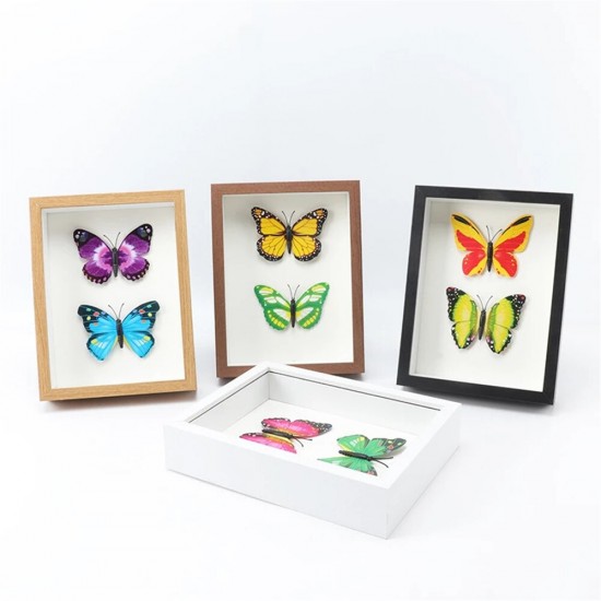 A4/6/8/10 inch 3D Hollow Photo Frame Wood Butterfly Dragonfly Dry Flower Frame Home Office Desktop Ornament Gift Supplies