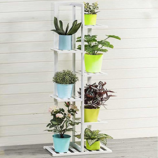 Bookshelf 5/6/7 Tiers Plant Stand Flower Shelf Multi-level Indoor Balcony Green Porch Solid Wood Living Room Floor-mounted Multi-meat Racks Space Saving