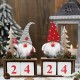 Christmas Count Down Calendar Pine Cone Santa Claus Wooden Ornament Home Office Decor