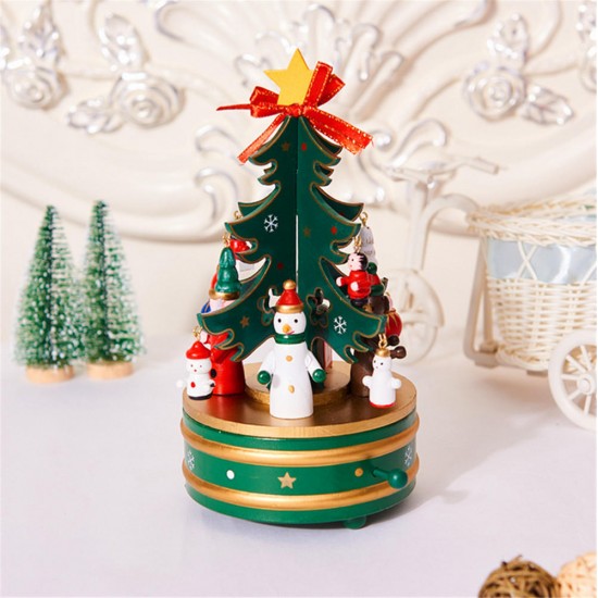 Christmas Decorations Creative Wooden Christmas Tree Deer Santa Claus Music Box Christmas Desktop Ornaments