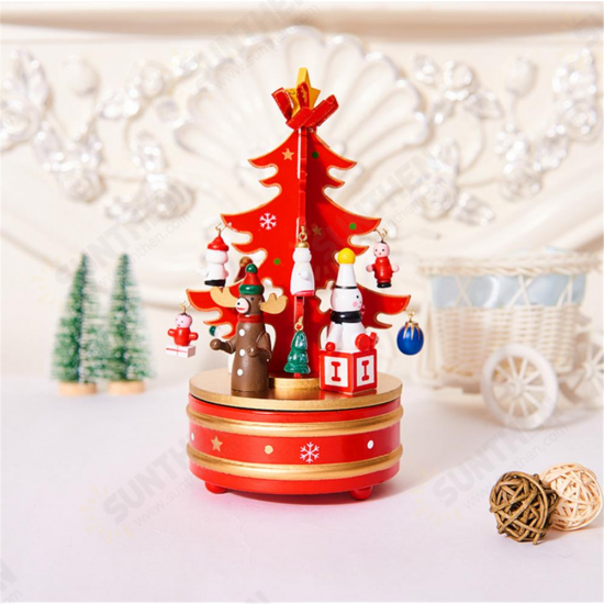 Christmas Decorations Creative Wooden Christmas Tree Deer Santa Claus Music Box Christmas Desktop Ornaments