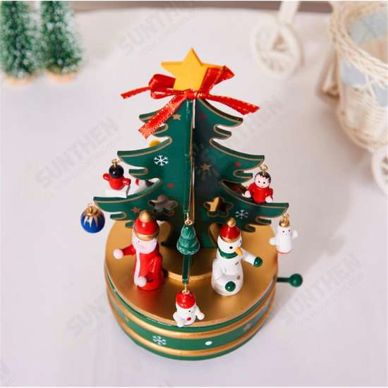 Christmas Decorations Creative Wooden Christmas Tree Deer Santa Claus Music Box Christmas Desktop Ornaments