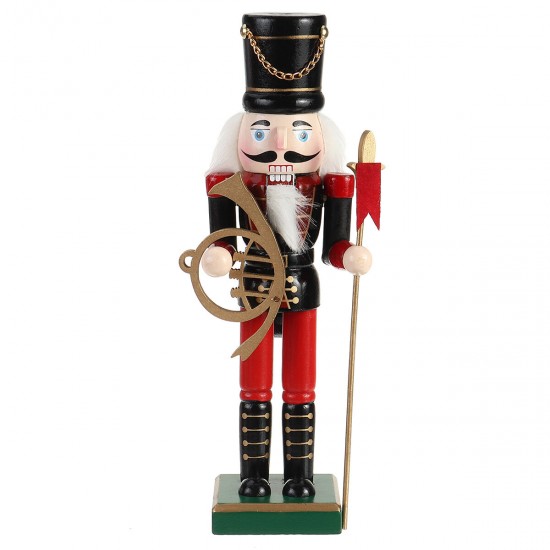 Christmas Nutcracker Soldier Doll Wooden Puppet Vintage Desktop Ornaments 25cm Festival Decoration