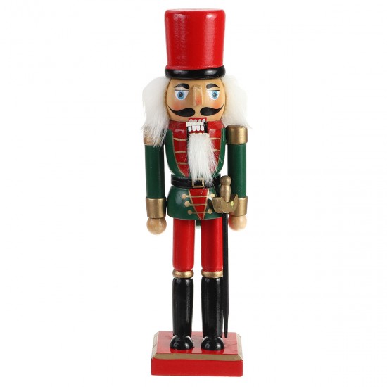 Christmas Nutcracker Soldier Doll Wooden Puppet Vintage Desktop Ornaments 25cm Festival Decoration