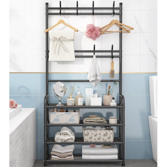 Clothes Storage Rack Floor Clothes Rack Shoes Rack Combination For Entryway Livingroom Restroom Decoration