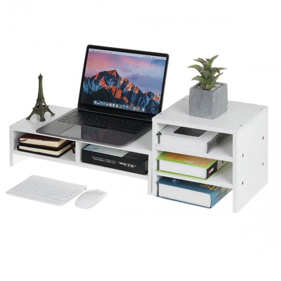 Computer Monitor Riser Desktop LED LCD Laptop Monitor Support Stand Desktop Organizer with Storage Racks