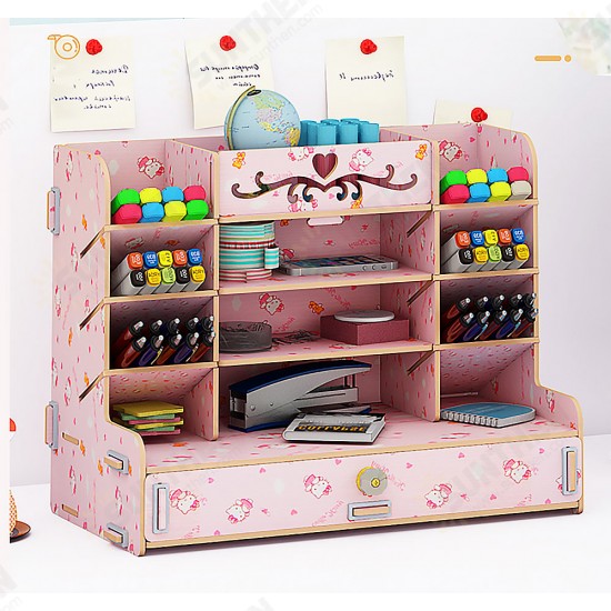 Creative Pen Container Receiving Box Small Grid Office Desktop Bookshelf Students Household Stationery Sundry Receiving Box Personality Simple Pen Container Receiving Box