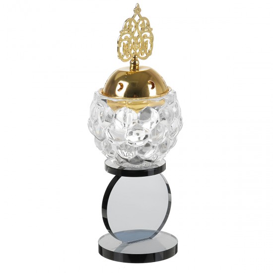 Crystal Incense Burner Plating Metal Polishing Incense Burner Traditional For Home Office Desktop Decorative Ornaments