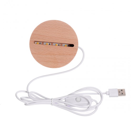 DIY Resin Wood LED Night Light USB Charging Art Ornament Wooden Night Light Base Stand Crafts Desk Decoration Supplies