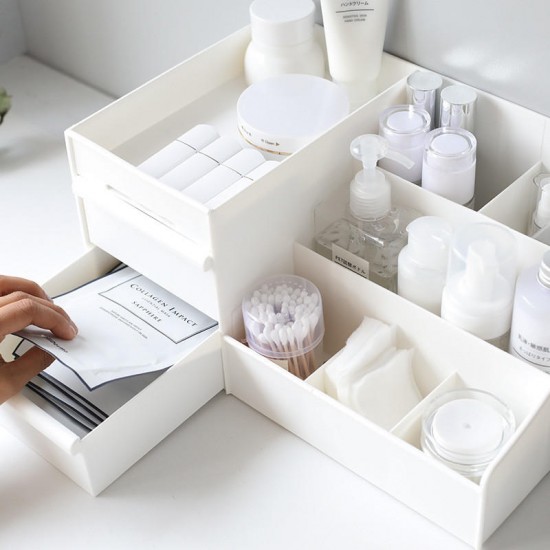 Desktop Cosmetic Storage Box Drawer Large Capacity Makeup Organizer Dressing Table Skin Care Rack House Container Mobile Phone Sundries