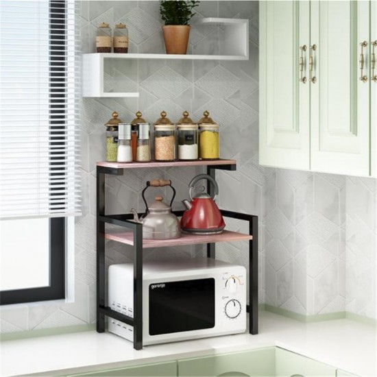 Double Layer Microwave Oven Shelf Rack Kitchen Storage Holders Bath Shelf Home Office Shelf Organizer Holder