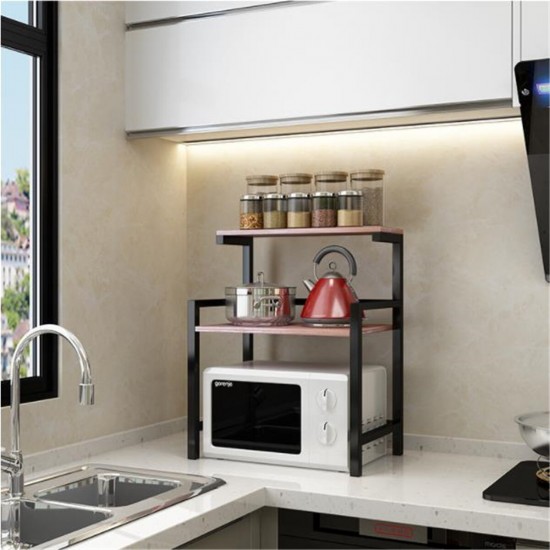 Double Layer Microwave Oven Shelf Rack Kitchen Storage Holders Bath Shelf Home Office Shelf Organizer Holder