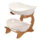 Double Layer White Ceramic Candy Dish Living Room Home Fruit Plate Creative Modern Dried Fruit Basket Desktop Storage