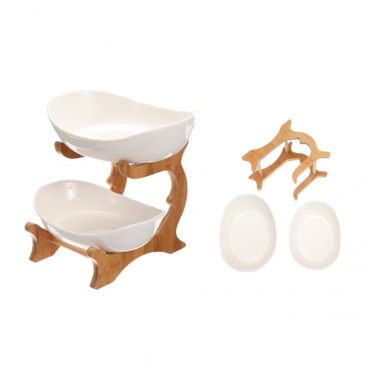 Double Layer White Ceramic Candy Dish Living Room Home Fruit Plate Creative Modern Dried Fruit Basket Desktop Storage