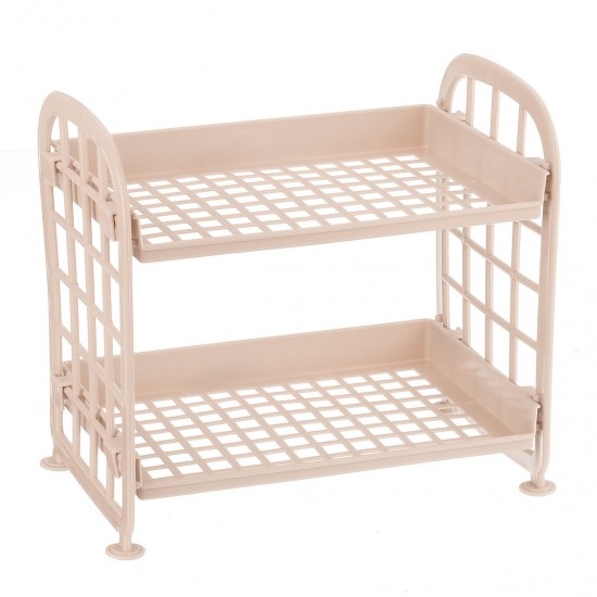 Double-layer Hollow Rack Multi-functional Plastic Shelf Desktop Organizer Bathroom Kitchen Storage Rack Holder Shelf