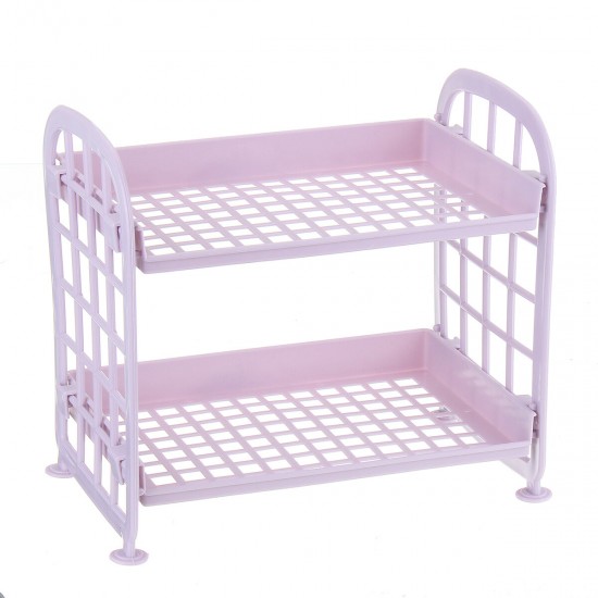 Double-layer Hollow Rack Multi-functional Plastic Shelf Desktop Organizer Bathroom Kitchen Storage Rack Holder Shelf