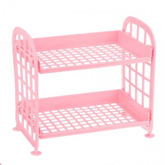 Double-layer Hollow Rack Multi-functional Plastic Shelf Desktop Organizer Bathroom Kitchen Storage Rack Holder Shelf