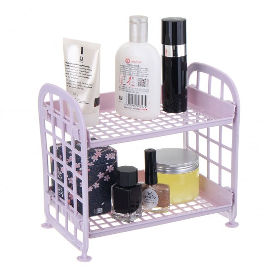 Double-layer Hollow Rack Multi-functional Plastic Shelf Desktop Organizer Bathroom Kitchen Storage Rack Holder Shelf