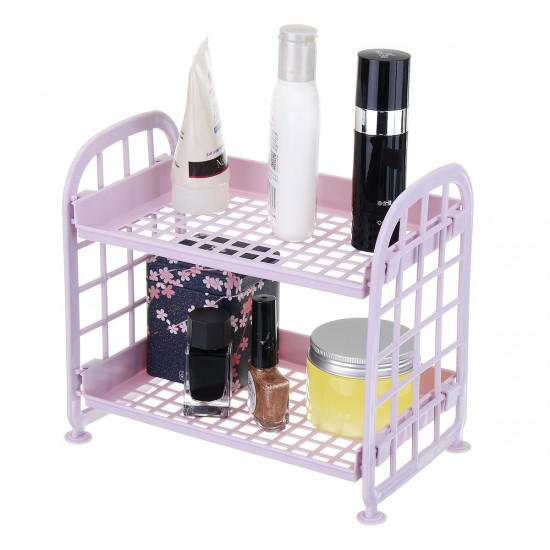 Double-layer Hollow Rack Multi-functional Plastic Shelf Desktop Organizer Bathroom Kitchen Storage Rack Holder Shelf