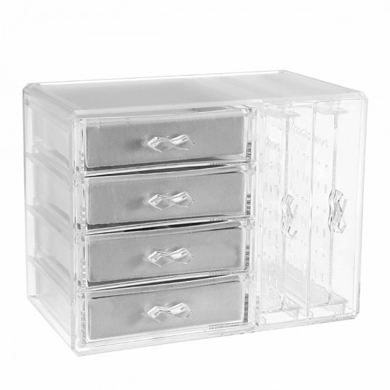 Dustproof Transparent Acrylic Earrings Jewelry Storage Box Display Stand Rack Tray